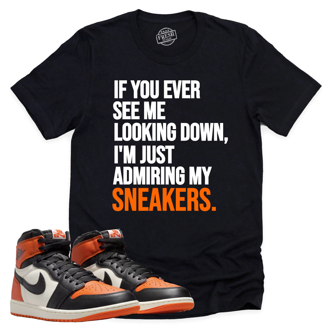 Admiring My Sneakers Shirt | Retro Air Jordan 1 Shattered Backboard Sneaker Match Tee