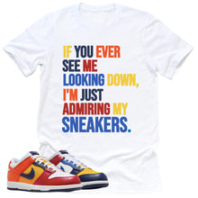 Load image into Gallery viewer, Admiring My Sneakers Shirt | Retro Dunk Low Midnight Navy And Varsity Red Sneaker Match Tee