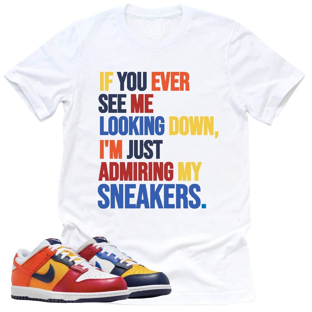 Admiring My Sneakers Shirt | Retro Dunk Low Midnight Navy And Varsity Red Sneaker Match Tee