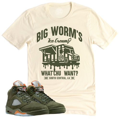 BW's Ice Cream Shop Shirt | Air Jordan 5 Olive Sneaker Match Tee
