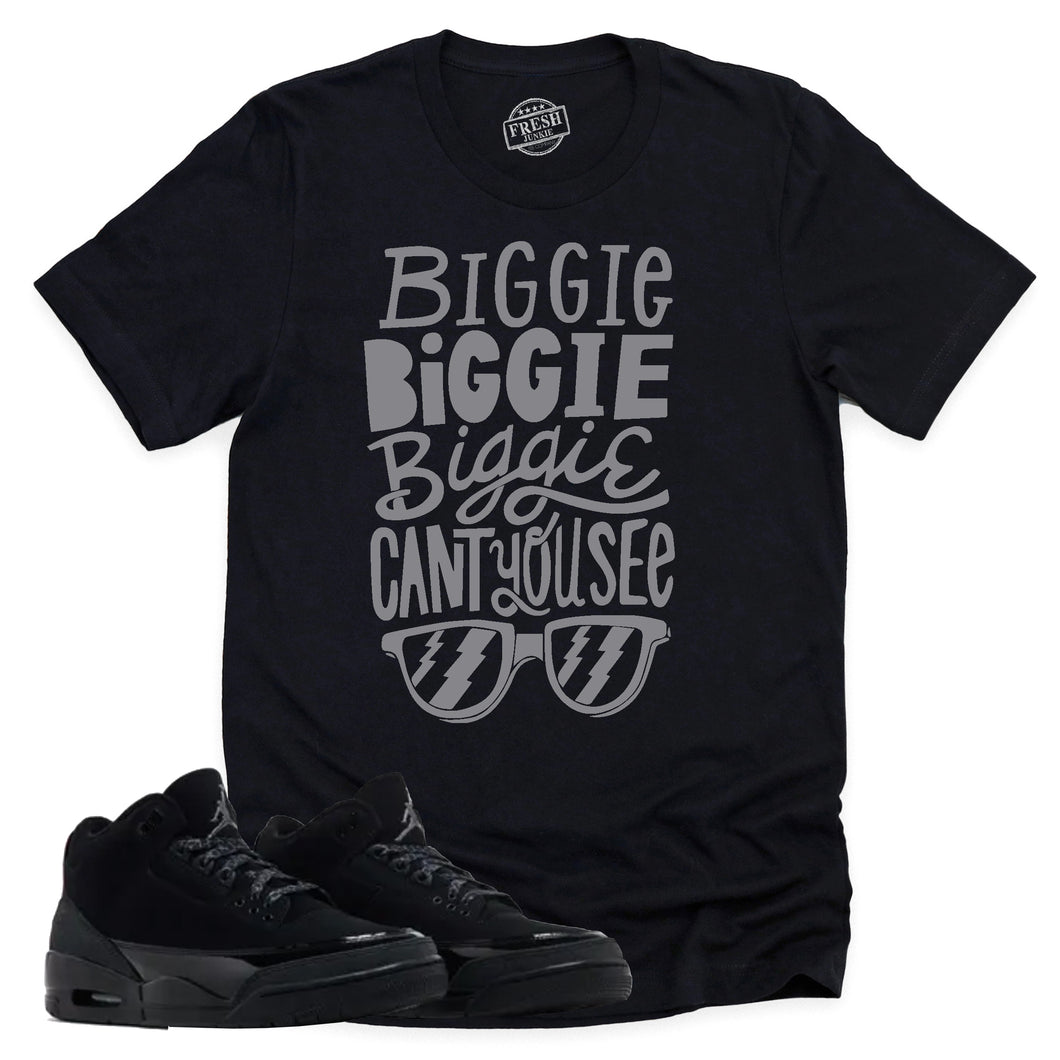 Can't You See Shirt | Retro Air Jordan 3 Black Cat Sneaker Match Tee