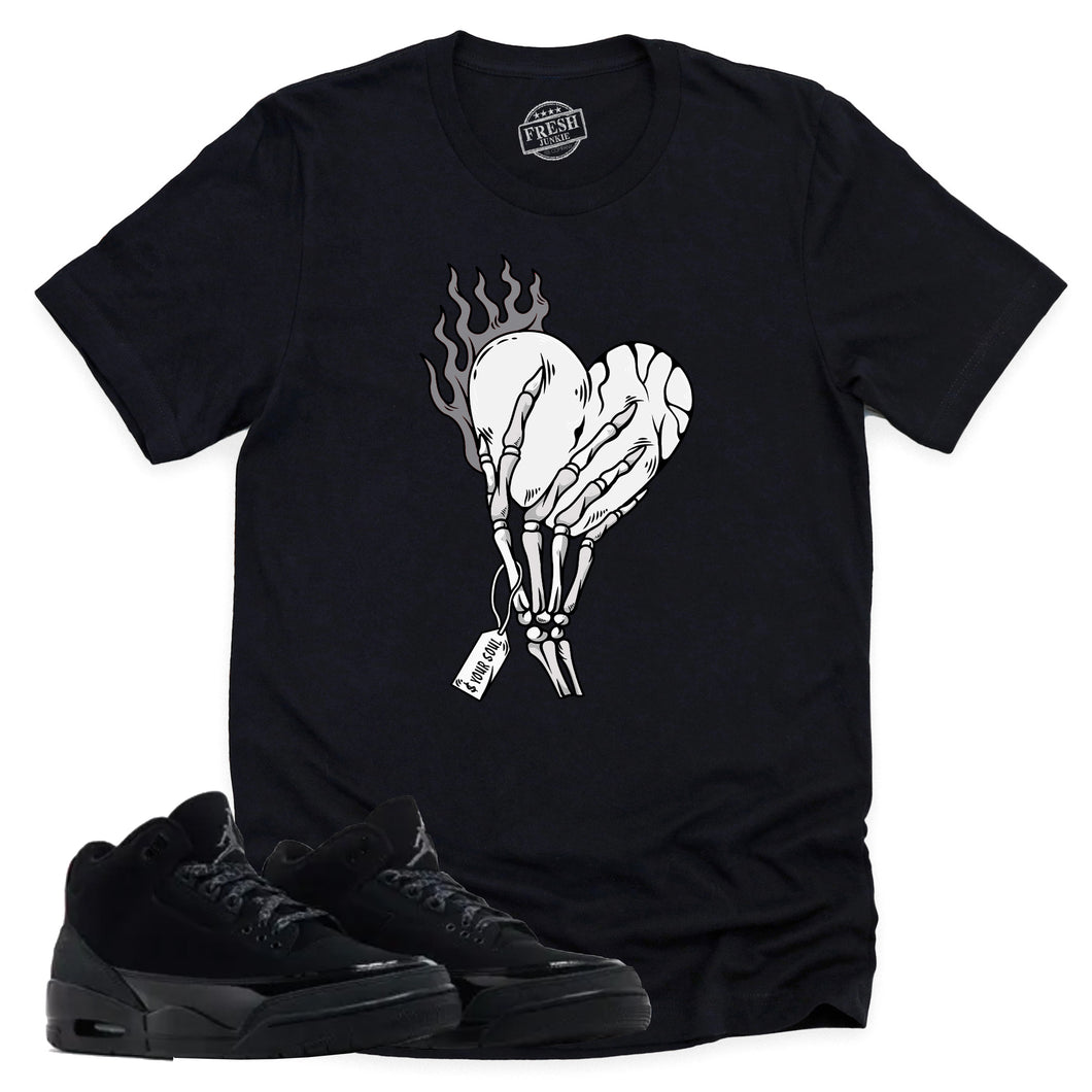 Cost Your Soul Shirt | Retro Air Jordan 3 Black Cat Sneaker Match Tee