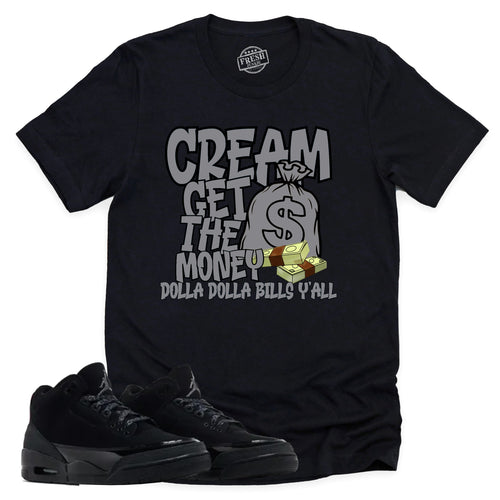 Cream Shirt | Retro Air Jordan 3 Black Cat Sneaker Match Tee
