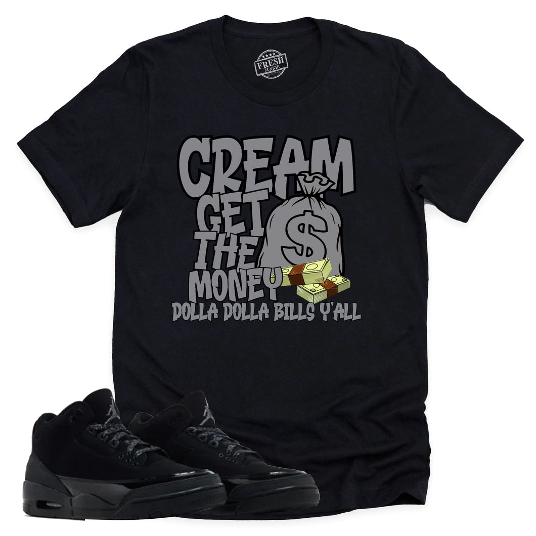 Cream Shirt | Retro Air Jordan 3 Black Cat Sneaker Match Tee