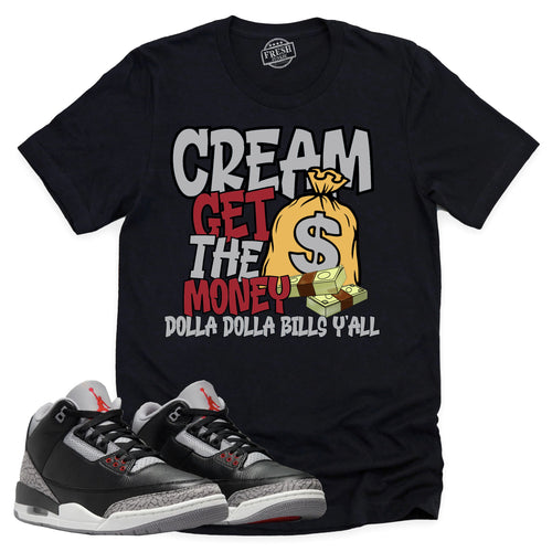 Cream Shirt | Retro Air Jordan 3 Black Cement Sneaker Match Tee