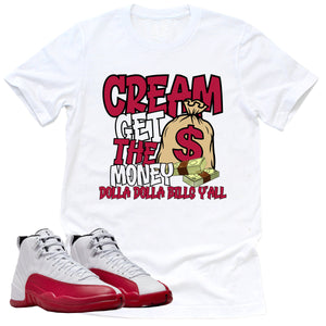 Cream Shirt | Retro Air Jordan 12 Cherry Red Sneaker Match Tee