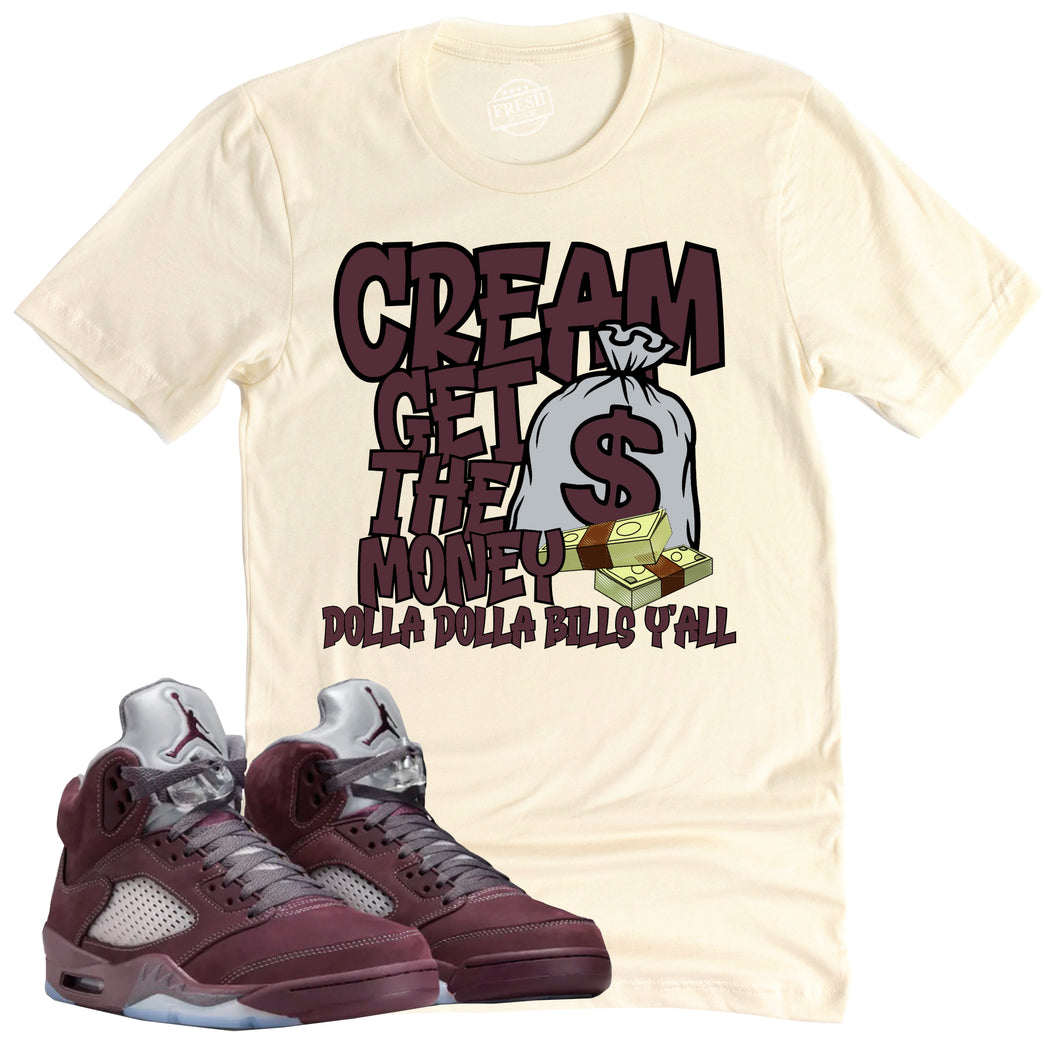 Cream Shirt | Air Jordan 5 Burgundy Sneaker Match Tee