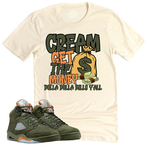 Cream Shirt | Air Jordan 5 Olive Sneaker Match Tee