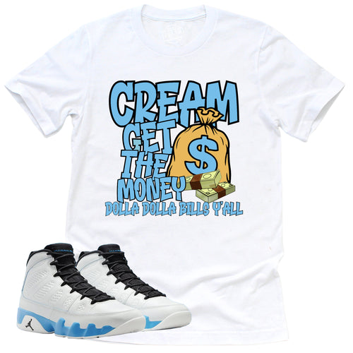 Cream Shirt | Retro Air Jordan 9 Powder Blue Sneaker Match Tee