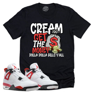 Cream Shirt | Retro Air Jordan 4 Red Cement Sneaker Match Tee