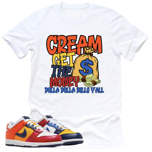 Cream Shirt | Retro Dunk Low Midnight Navy And Varsity Red Sneaker Match Tee