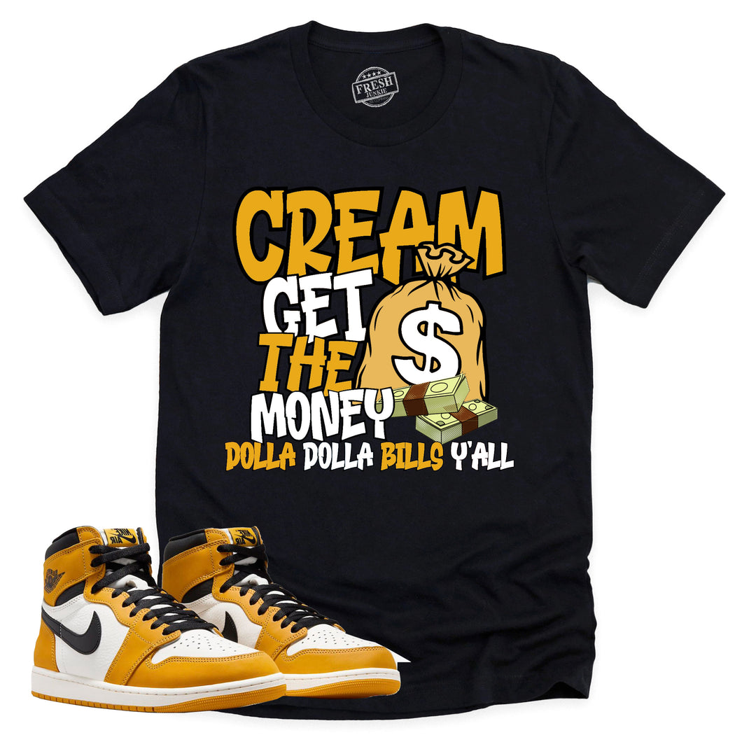 Cream Shirt | Retro Air Jordan 1 Yellow Ochre Sneaker Match Tee