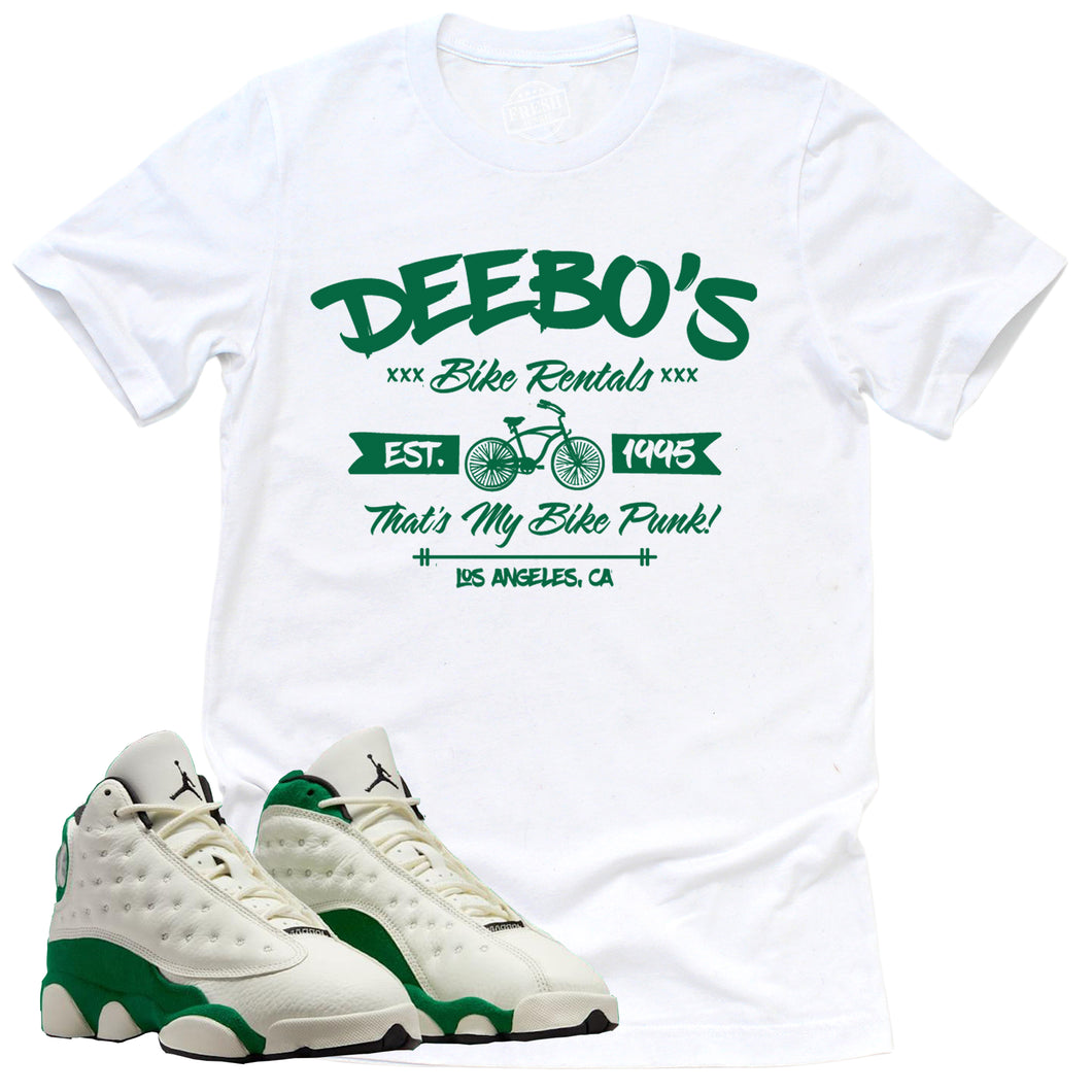 Deebo's Bike Shop Shirt | Retro Air Jordan 13 Court Of Legends Sneaker Match Tee