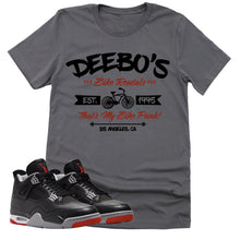 Load image into Gallery viewer, Deebo&#39;s Bike Shop Shirt | Retro Air Jordan 4 BRED Reimagined Sneaker Match Tee