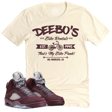 Load image into Gallery viewer, Deebo&#39;s Bike Shop Shirt | Air Jordan 5 Burgundy Sneaker Match Tee