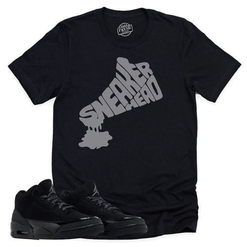 Dripping Sneakerhead Shirt | Retro Air Jordan 3 Black Cat Sneaker Match Tee