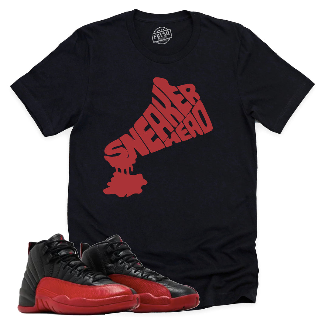 Dripping Sneakerhead Shirt | Retro Air Jordan 12 Flu Game Sneaker Match Tee