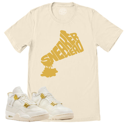 Dripping Sneakerhead Shirt | Retro Air Jordan 4 Sail Gold Sneaker Match Tee