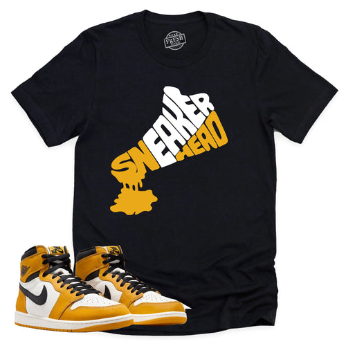 Dripping Sneakerhead Shirt | Retro Air Jordan 1 Yellow Ochre Sneaker Match Tee