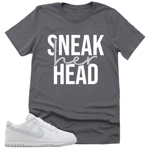 SneakHER Head Shirt | Retro Dunk Low White Pure Platinum Sneaker Match Tee