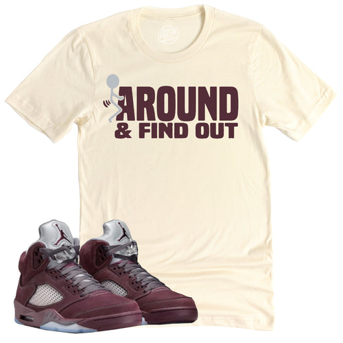 Find Out Shirt | Air Jordan 5 Burgundy Sneaker Match Tee