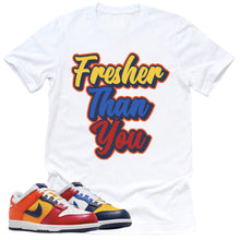 Load image into Gallery viewer, Fresher Than You Shirt | Retro Dunk Low Midnight Navy And Varsity Red Sneaker Match Tee