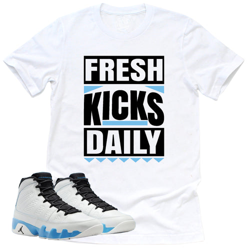 Fresh Kicks Daily Shirt | Retro Air Jordan 9 Powder Blue Sneaker Match Tee