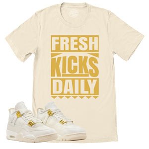 Fresh Kicks Daily Shirt | Retro Air Jordan 4 Sail Gold Sneaker Match Tee