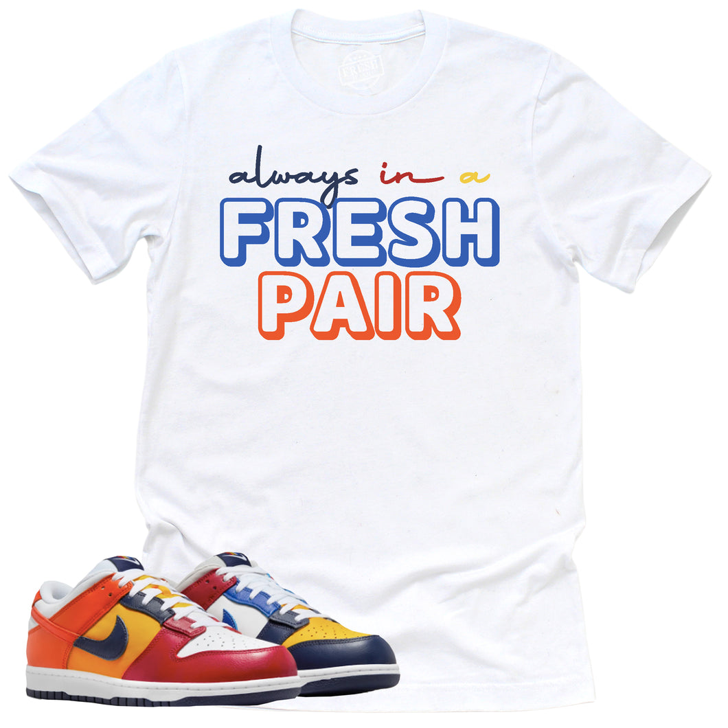 Always In A Fresh Pair Shirt | Retro Dunk Low Midnight Navy And Varsity Red Sneaker Match Tee