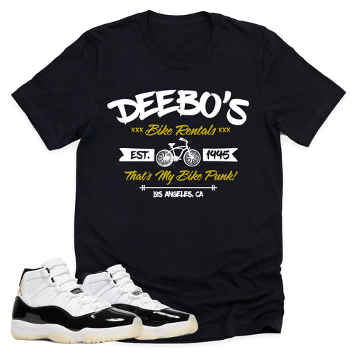 Deebo's Bike Shop Shirt | Retro Air Jordan 11 Gratitude Sneaker Match Tee