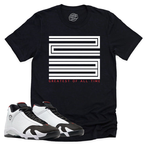 GOAT Shirt | Air Jordan 14 Black Toe Sneaker Match Tee