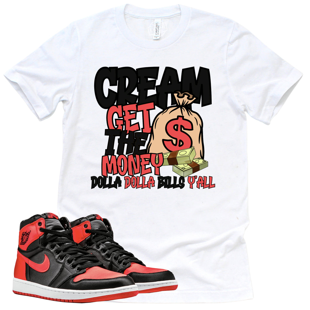 Cream Shirt | Retro Air Jordan 1 Satin Bred Sneaker Match Tee