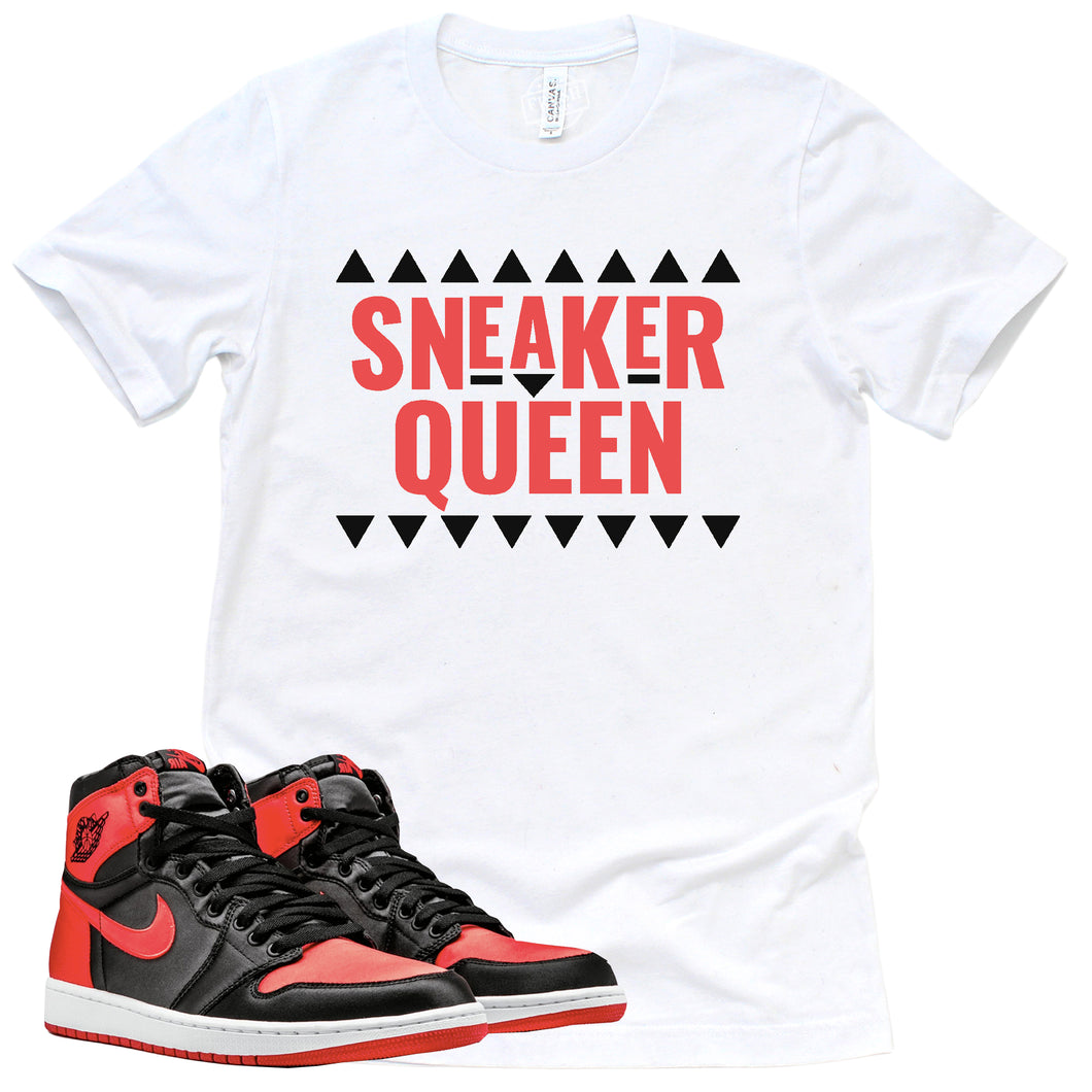 Sneaker Queen Shirt | Retro Air Jordan 1 Satin Bred Sneaker Match Tee