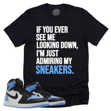 Load image into Gallery viewer, Admiring My Sneakers Shirt | UNC Toe 1s Sneaker Match Tee