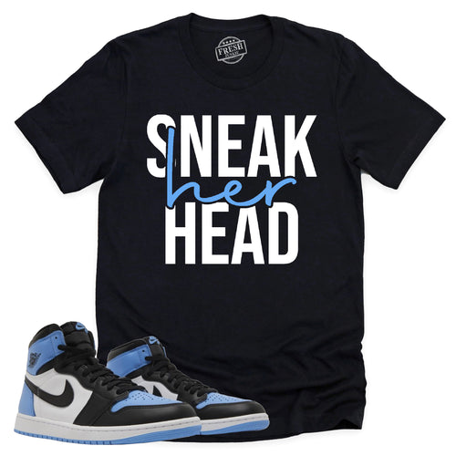 SneakHER Head Shirt | Retro Air Jordan 1 UNC Toe Sneaker Match Tee