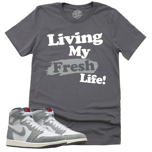 Living My Fresh Life Shirt | Retro Air Jordan 1 Washed Heritage Sneaker Match Tee