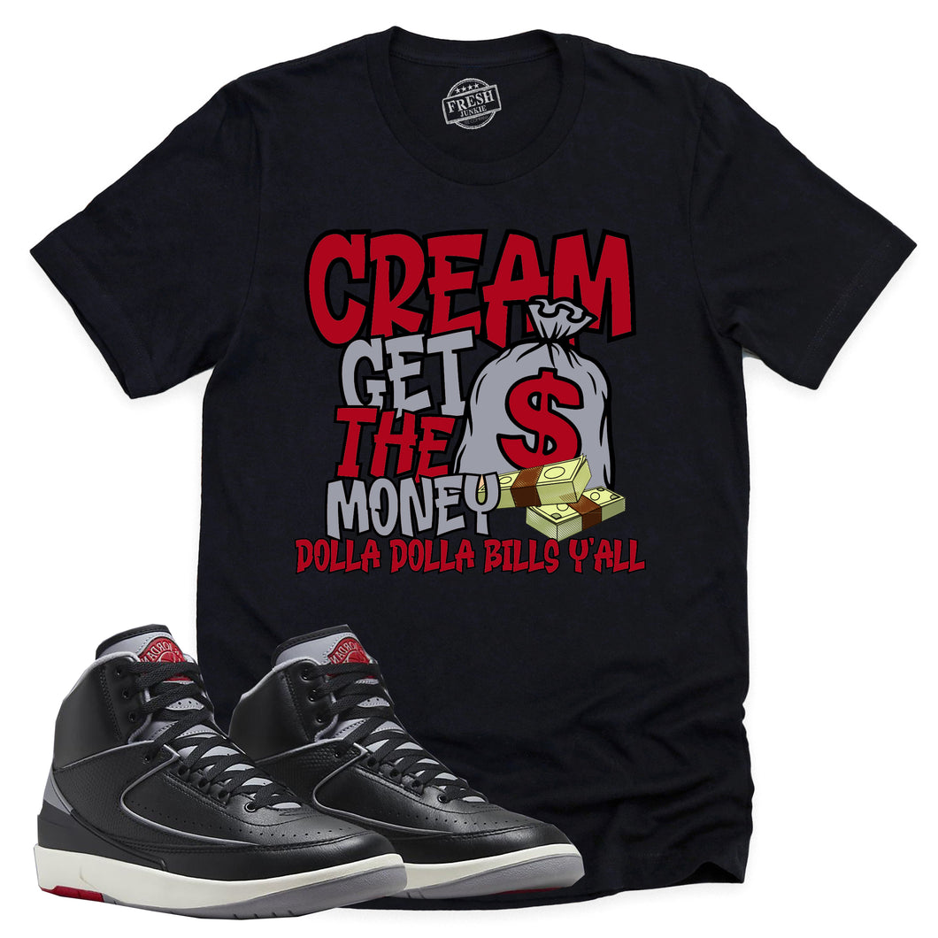 Cream Shirt | Retro Air Jordan 2 Black Cement Sneaker Match Tee