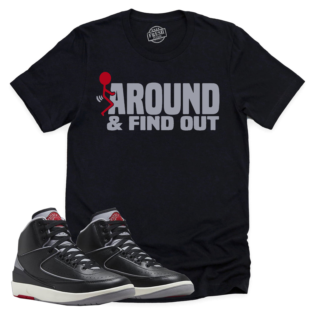 Find Out Shirt | Retro Air Jordan 2 Black Cement Sneaker Match Tee