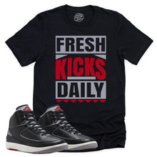 Load image into Gallery viewer, Fresh Kicks Daily Shirt | Retro Air Jordan 2 Black Cement Sneaker Match Tee