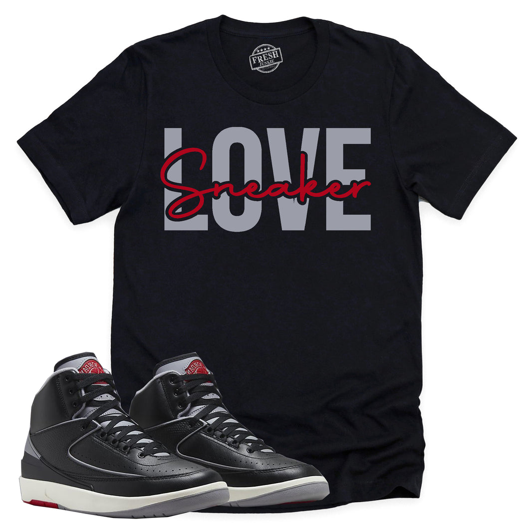 Sneaker Love Shirt | Retro Air Jordan 2 Black Cement Sneaker Match Tee