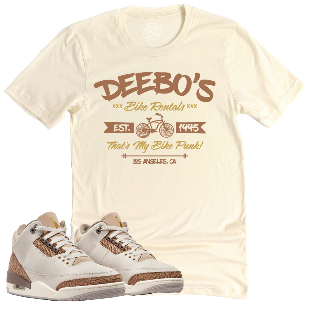 Deebo's Bike Shop Shirt | Retro Air Jordan 3 Palomino Sneaker Match Tee