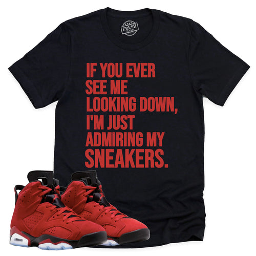 Admiring My Sneakers Shirt | Retro Air Jordan 6 Toro Bravo Sneaker Match Tee