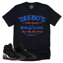 Load image into Gallery viewer, Deebo&#39;s Bike Shop Shirt | Air Jordan 8 Playoffs Sneaker Match Tee