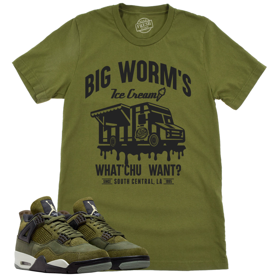 BW's Ice Cream Shop Shirt | Retro Air Jordan 4 Craft Olive Sneaker Match Tee