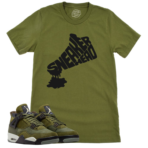 Dripping Sneakerhead Shirt | Retro Air Jordan 4 Craft Olive Sneaker Match Tee