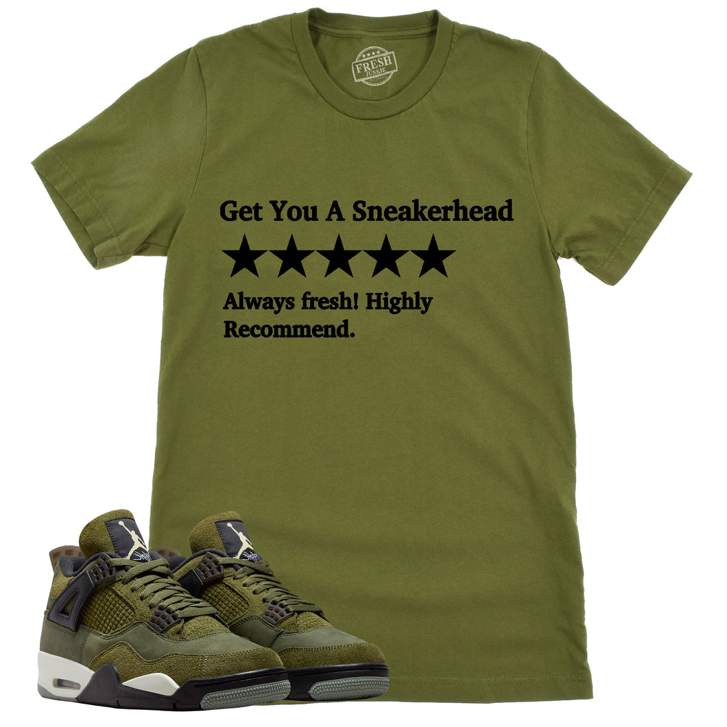 Get You A Sneakerhead Shirt | Retro Air Jordan 4 Craft Olive Sneaker Match Tee