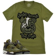 Load image into Gallery viewer, Smile Through The Pain Shirt | Retro Air Jordan 4 Craft Olive Sneaker Match Tee