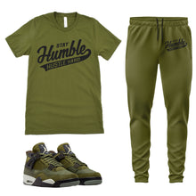 Load image into Gallery viewer, Stay Humble Hustle Hard | Retro Air Jordan 4 Craft Olive Sneaker Match Tee &amp; Jogger Set