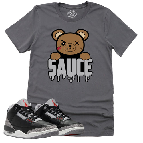 Sauce Shirt | Retro Air Jordan 3 Black Cement Sneaker Match Tee