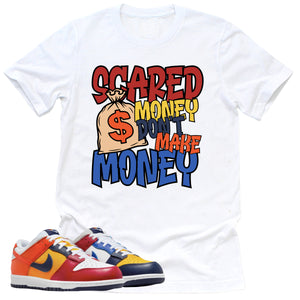 Scared Money Shirt | Retro Dunk Low Midnight Navy And Varsity Red Sneaker Match Tee